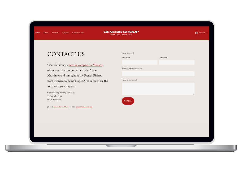 Genesis Group moving services Monaco and French Riviera mockup ordi